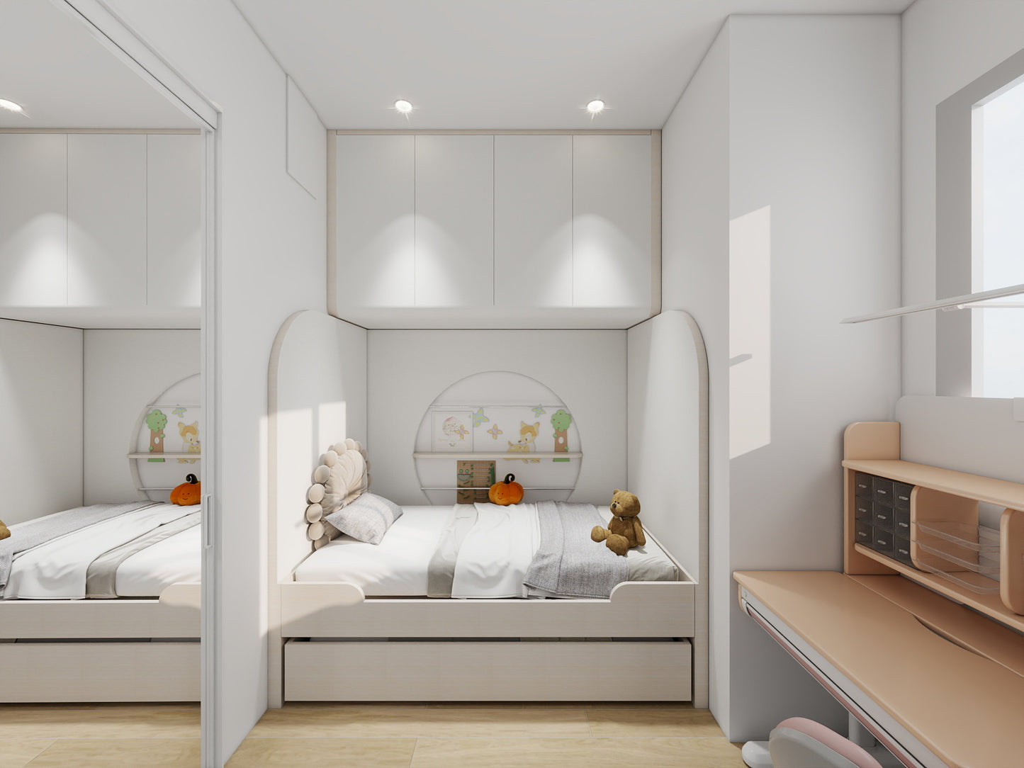 Daybed with Trundle & Wall Storage Set_1