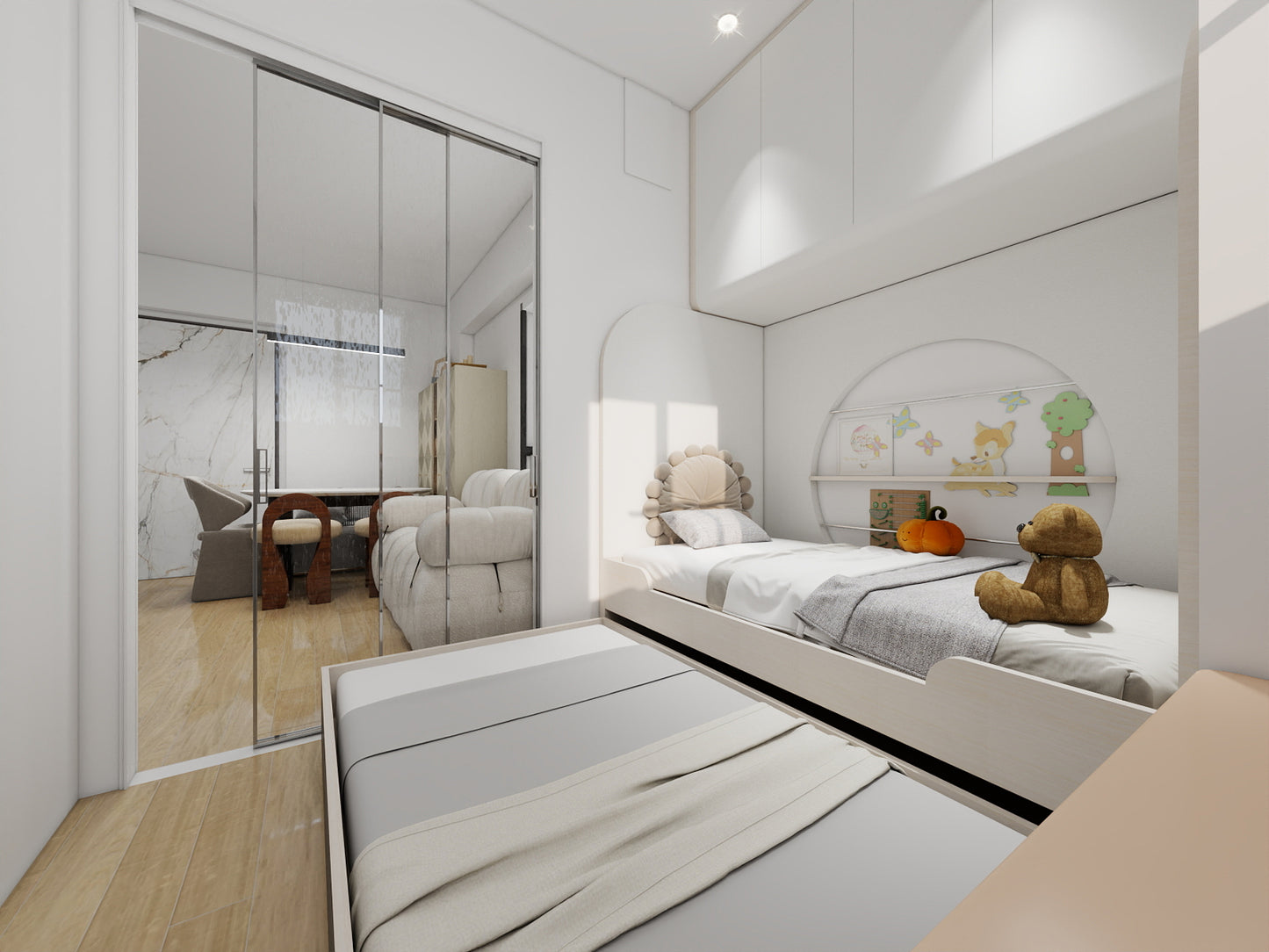 Daybed with Trundle & Wall Storage Set_3