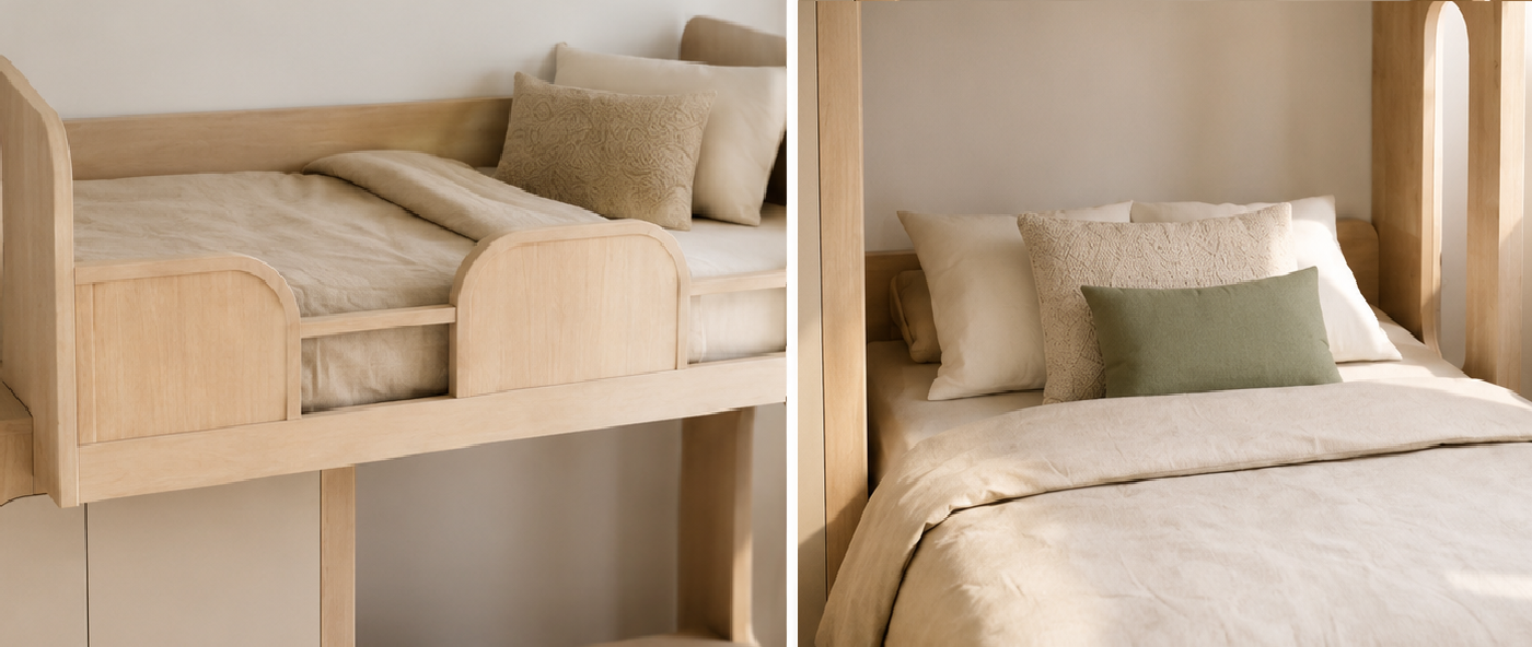 Smart Use Of Space - L shaped Bunk Bed Set-Lower Double Bed (Made-to-order only)
