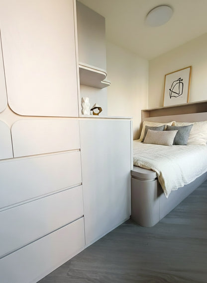 Hydraulic bed storage unit with corner wardrobe (Made-to-order only)