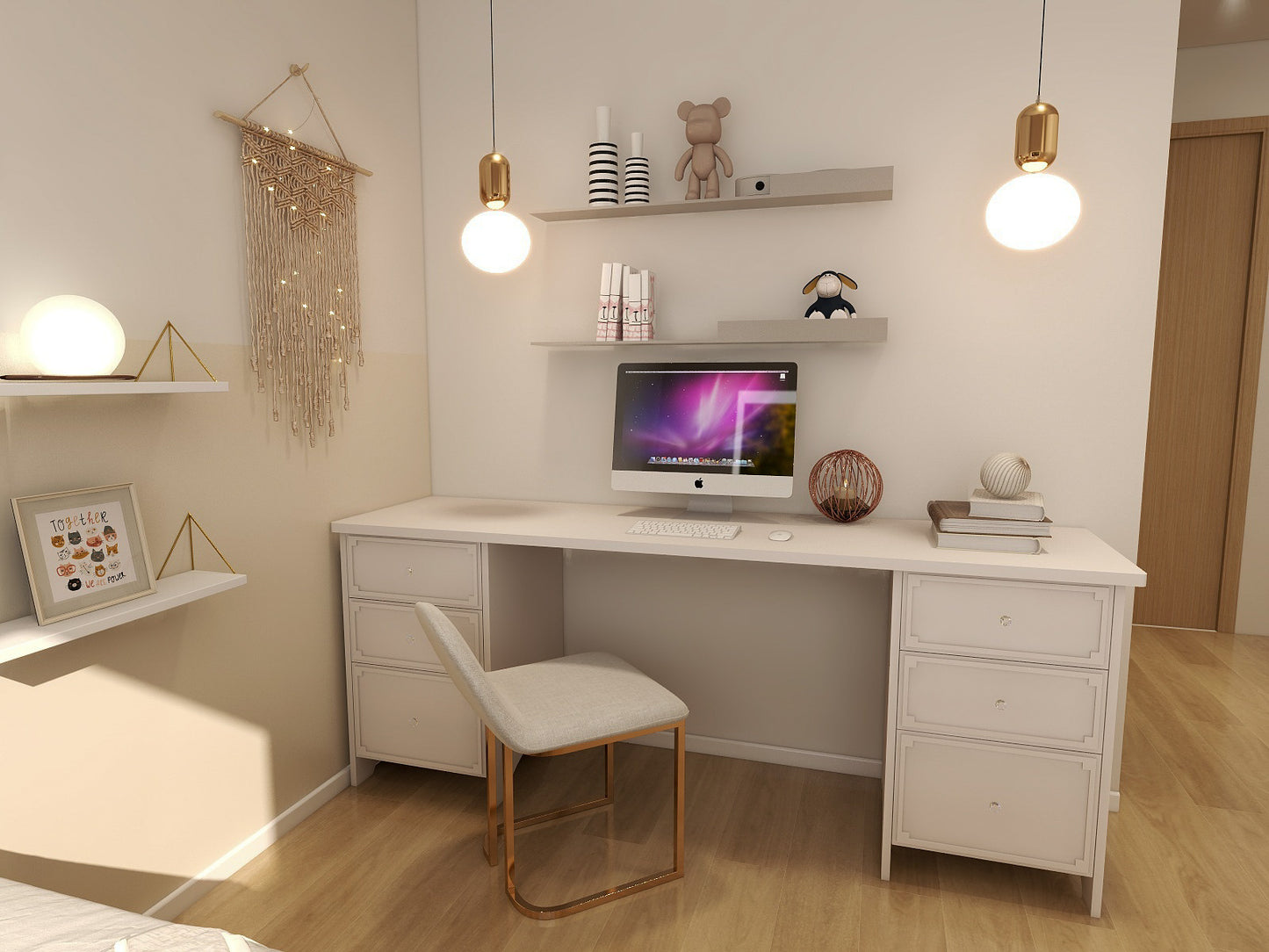 Chinoiserie 系列 - 女生房_2_書枱 Chinoiserie Series - Teen Girl Bedroom_2_Study Desk (Make A Home 造居｜訂造傢俬)