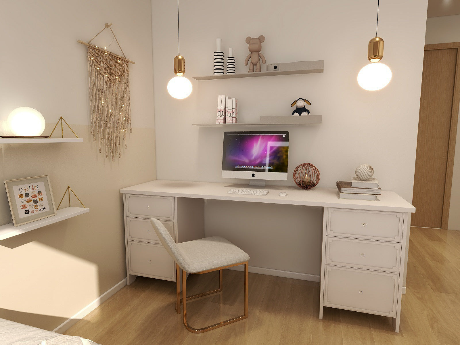 Chinoiserie 系列 - 女生房_2_書枱 Chinoiserie Series - Teen Girl Bedroom_2_Study Desk (Make A Home 造居｜訂造傢俬)
