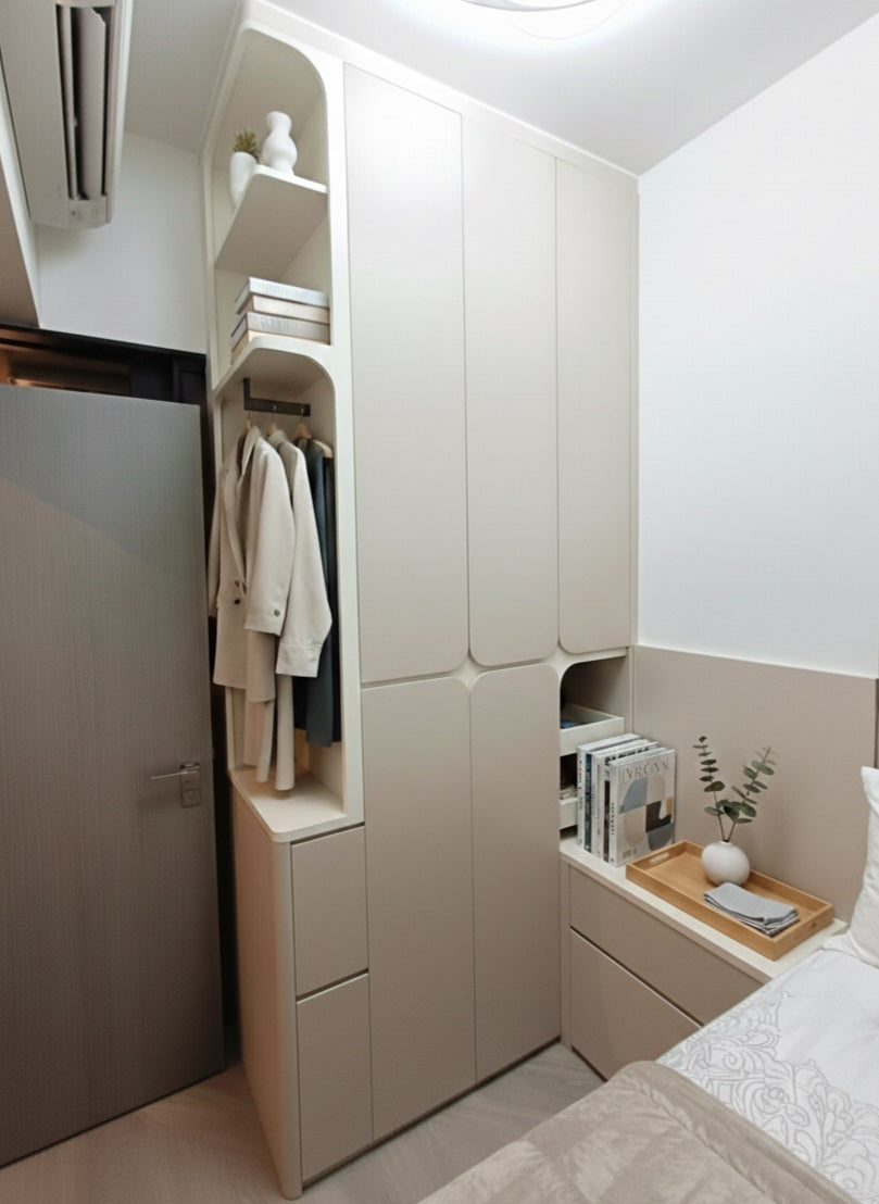 Narrow Outter Corner Wardrobe Storage Set with Hydraulic Bed (Made-to-order only)