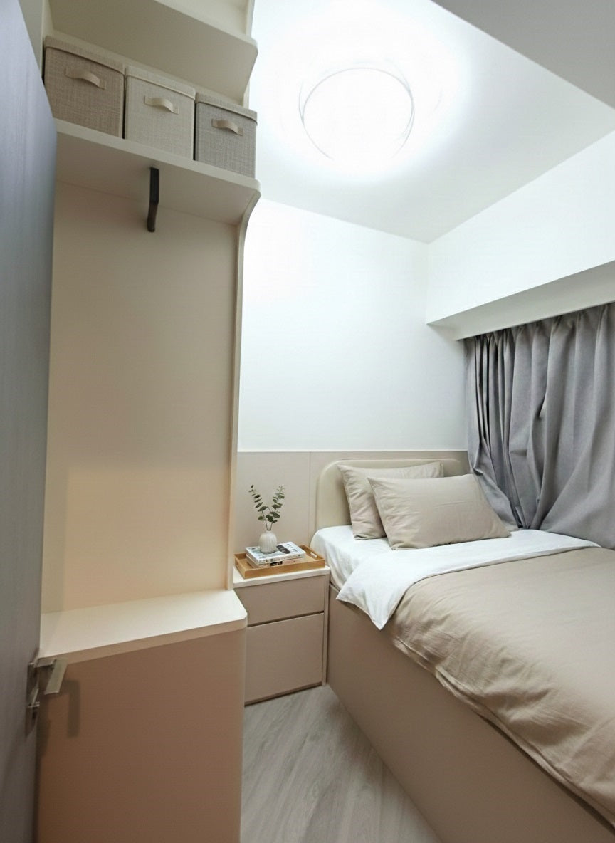 Narrow Outter Corner Wardrobe Storage Set with Hydraulic Bed (Made-to-order only)