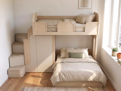 Smart Use Of Space - L shaped Bunk Bed Set-Lower Double Bed (Made-to-order only)