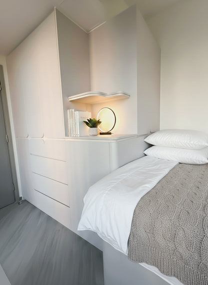 Hydraulic bed storage unit with corner wardrobe (Made-to-order only)