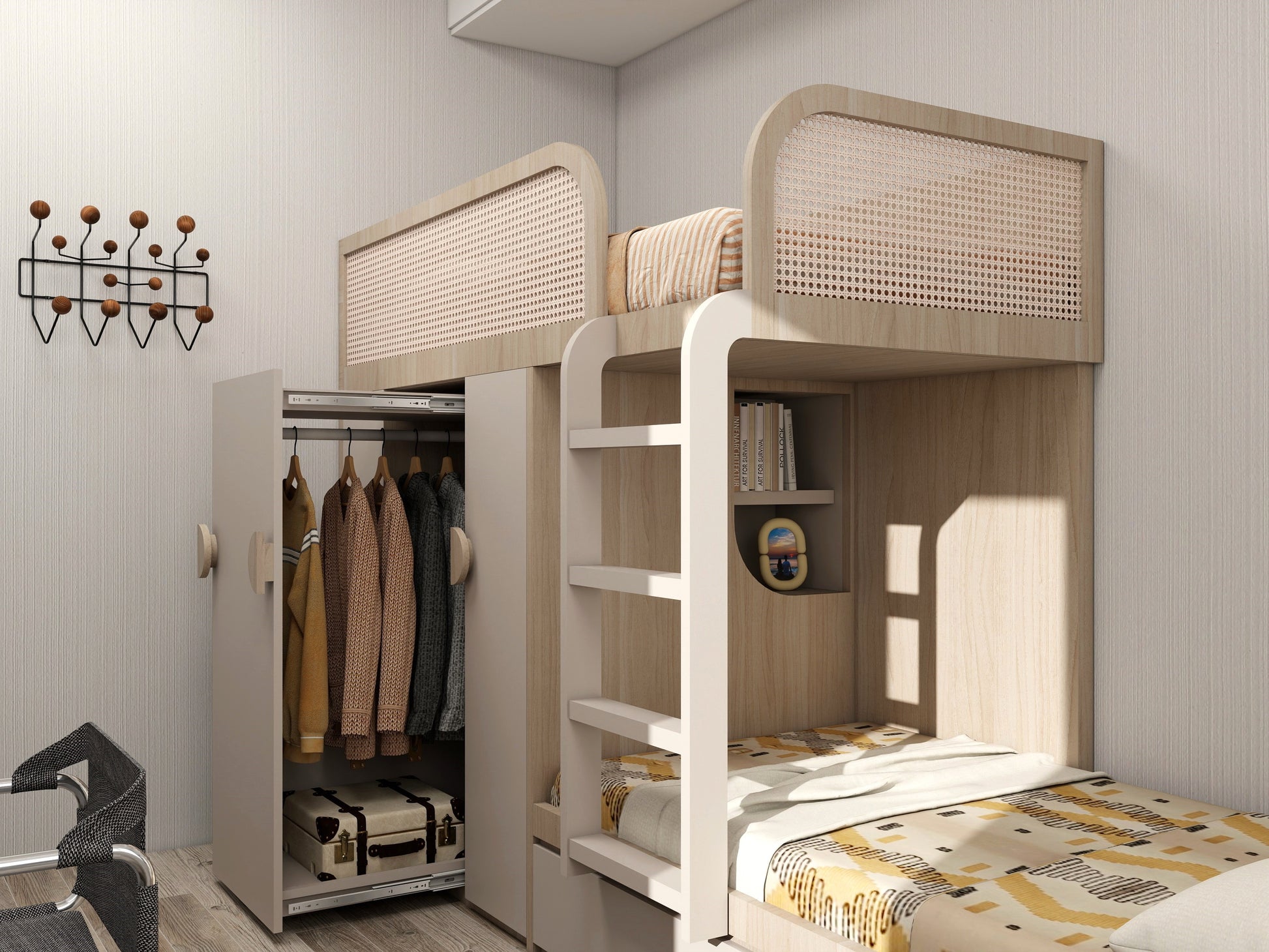 Offset Bunk Bed With Pull-out Wardrobe_4
