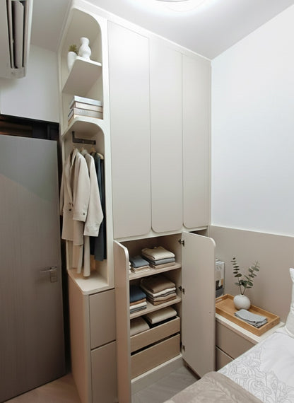 Narrow Outter Corner Wardrobe Storage Set with Hydraulic Bed (Made-to-order only)