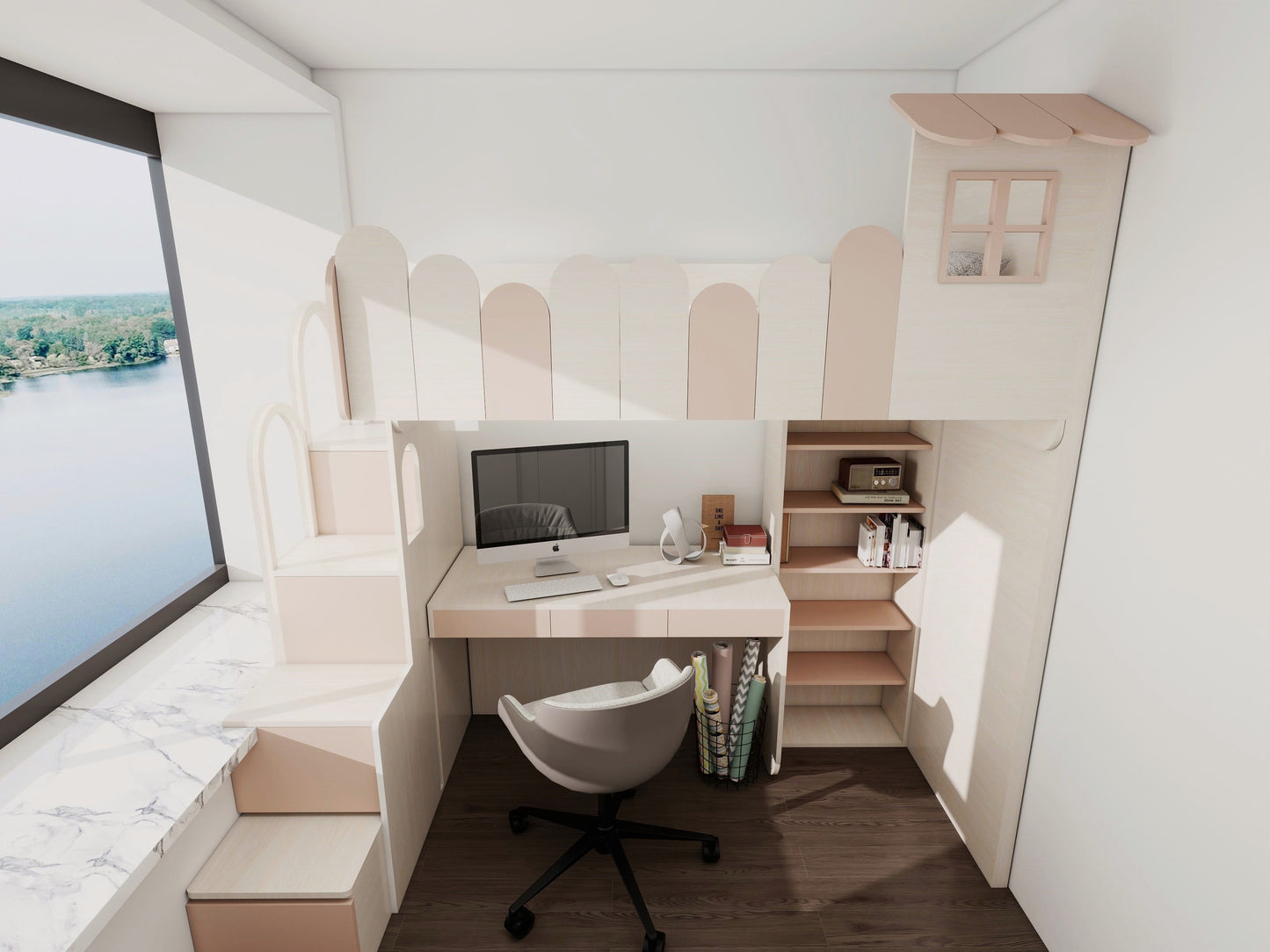 Scalloped Kids Loft Bed_3
