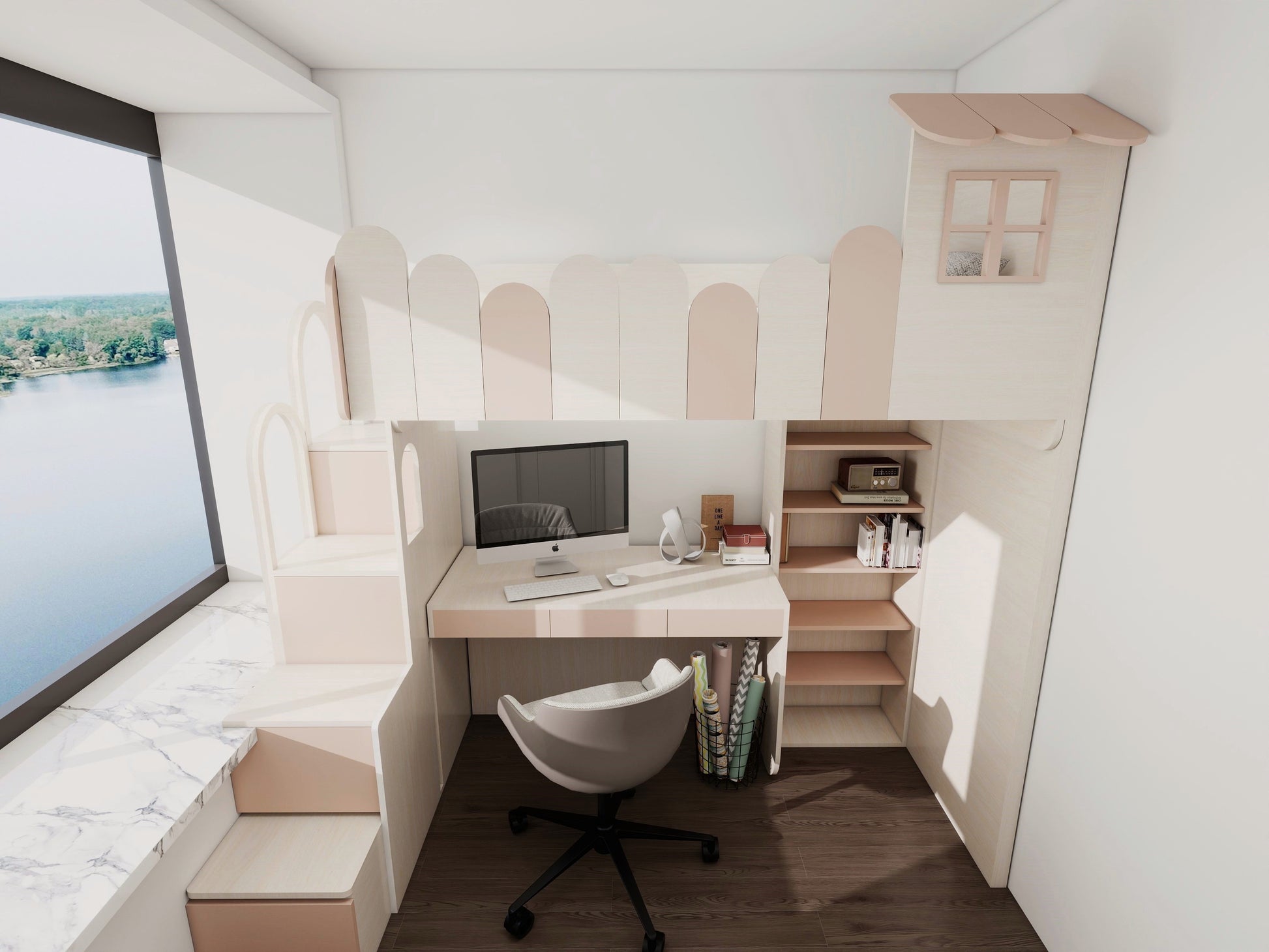 Scalloped Kids Loft Bed_3